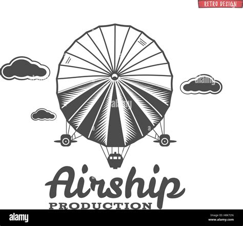 Vintage Airship Logo Retro Dirigible Balloon Grunge Template Badge