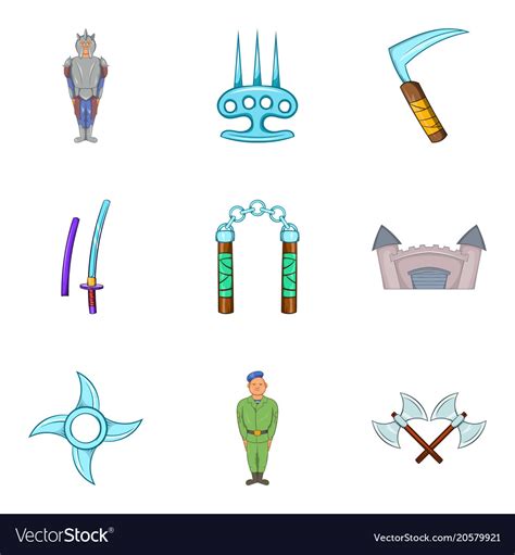 Wage war icons set cartoon style Royalty Free Vector Image