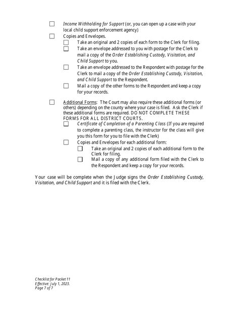 Wyoming Checklist For Packet Petitioner Establishment Of Custody