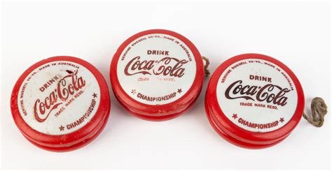 Bid Now Three Vintage Coca Cola Australian Russell Yo Yos Circa 1970s