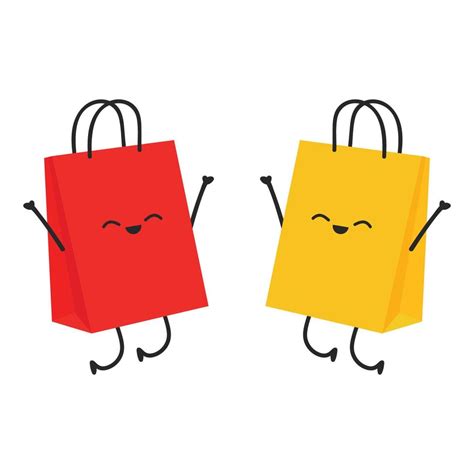 Cute Cartoon Shopping Bag Shopping Bag Character Design Isolated On