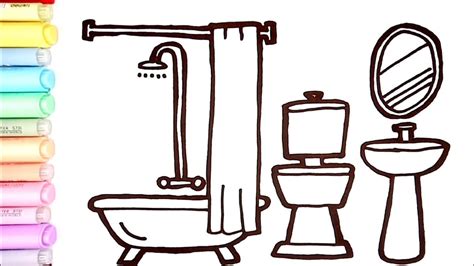 Cara Menggambar Dan Mewarnai Kamar Mandi Untuk Anak Anak Toilet Dan