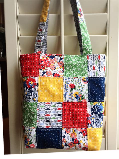 Quilted Tote Bag Handmade Quilting Tote Bag Shoulder Bag Womens