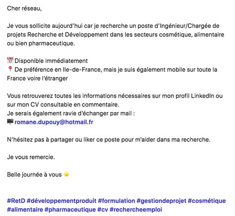 Cr Er Un Post Linkedin De Recherche D Emploi Pour Se D Marquer