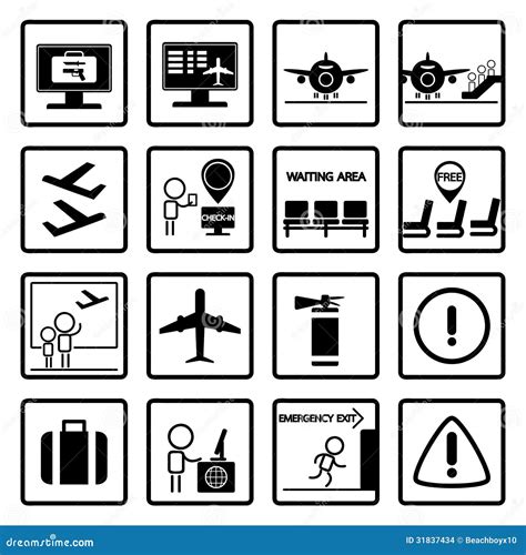 Airport Icons Design Set Stock Illustration Illustration Of Public