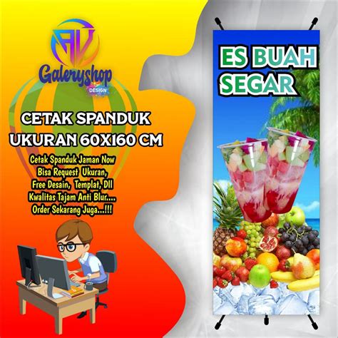 Jual Mmt Spanduk Banner Es Buah Segarrr Dll Ukuran 60x160 Cm Custom