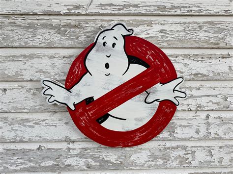 "Hand painted 24\"x22\", vintage ghostbusters sign. Weathered for that ...