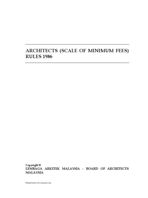 Architects Scale Of Minimum Fees Architectural Fee Scale