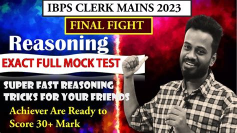 Ibps Clerk Mains 2023 Mega Reasoning Live🔥 Final Mock Test Mani