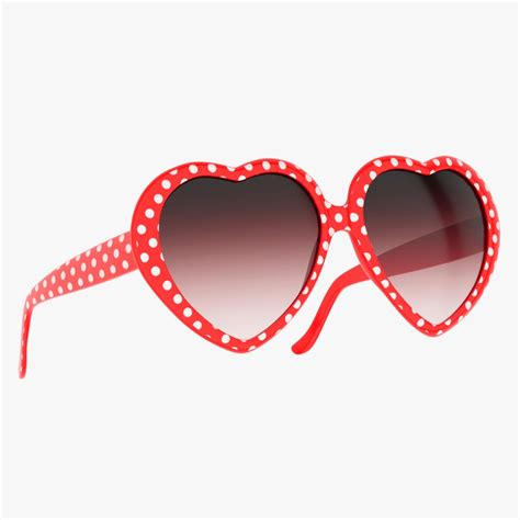 Heart Shaped Sunglasses Red Polka Dot 3d Model 29 3ds Blend C4d