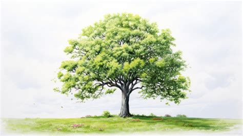 Premium AI Image | Hyperrealistic Watercolor Painting Of A Tree In Shade