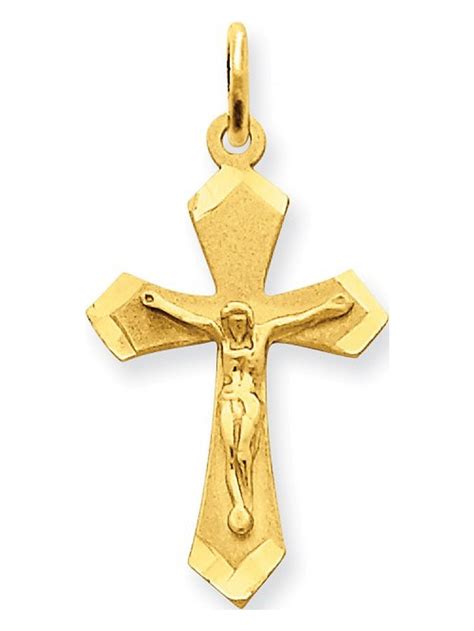 Kt Yellow Gold Crucifix Cross Religious Pendant Charm Necklace