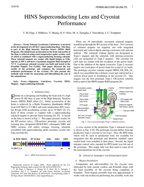 PDF HINS Superconducting Lens And Cryostat Performance