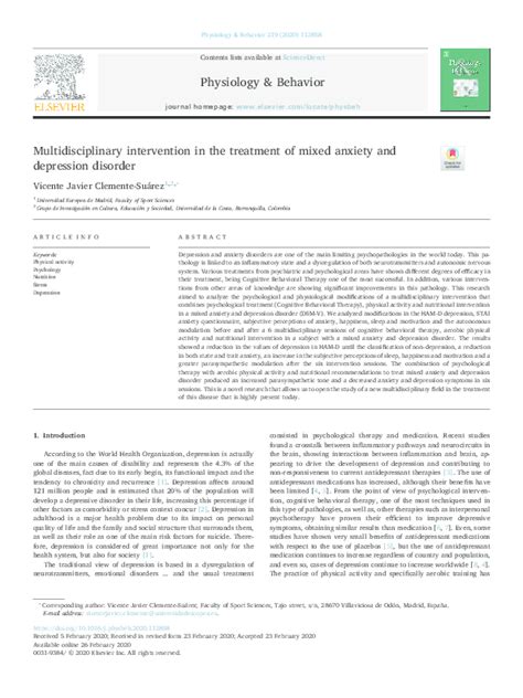 Pdf Multidisciplinary Intervention In The Treatment Of Mixed Anxiety