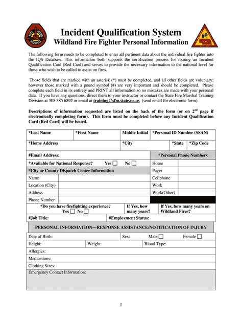 Fillable Online Nebraskasfmtd Personal Info Form Nebraska State Fire