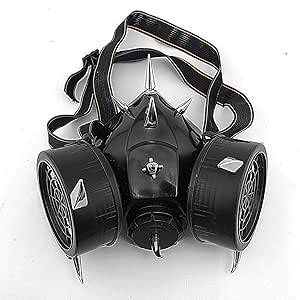 Steampunk Mens Retro Rivets Gas Mask Respirator Cyber Gothic Cosplay