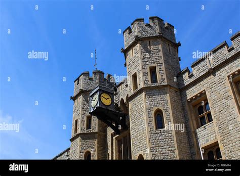 Clock in London Tower Stock Photo - Alamy