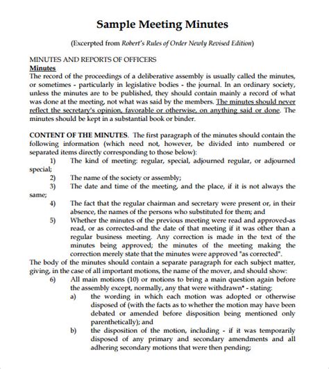 Free 7 Sample Meeting Summary Templates In Pdf