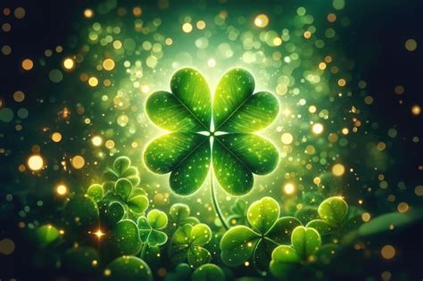 Premium Photo St Patrick Day Background Lucky Green Fourleaf Clover