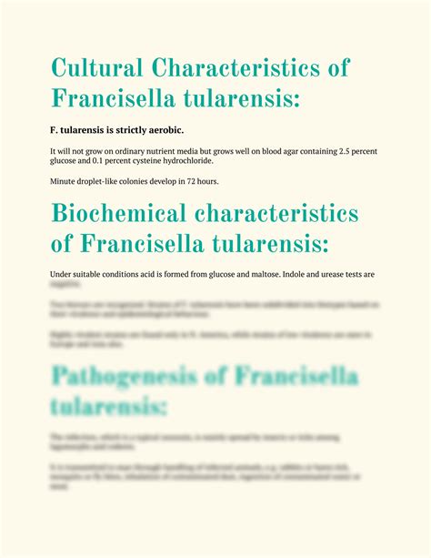 SOLUTION: Francisella tularensis morphology culture characteristics pathogenesis diagnosis and ...