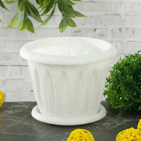 Горшок с поддоном Фелиция, 400 мл, цвет мраморный - купить с доставкой ...