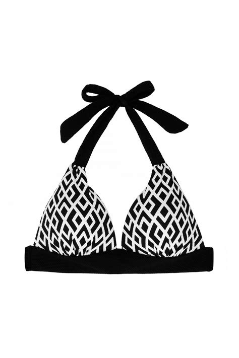 Dorina Push Up Triangle Bikini Top Black Graphic Swim Tops Odel Lk
