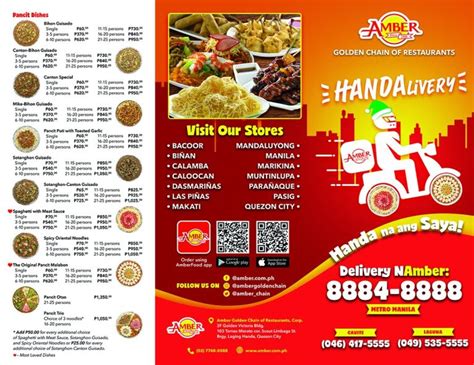 Amber Menu With Prices List Of Branches Store Hours