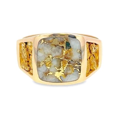 Mens Gold Quartz Gold Nugget Ring Rm747q Alaska Mint