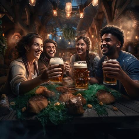 Premium AI Image | friends are drinking at an oktoberfest beer