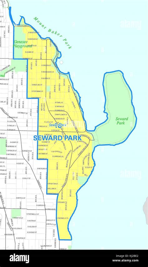 Seattle Seward Park Map Stock Photo Alamy