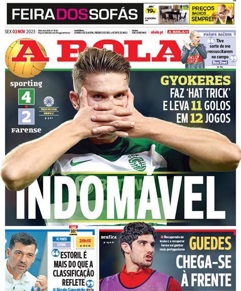 Capa Jornal A Bola 3 Novembro 2023 Capasjornais Pt