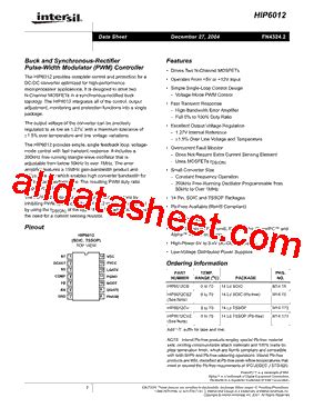 HIP6012CBZ Datasheet PDF Intersil Corporation