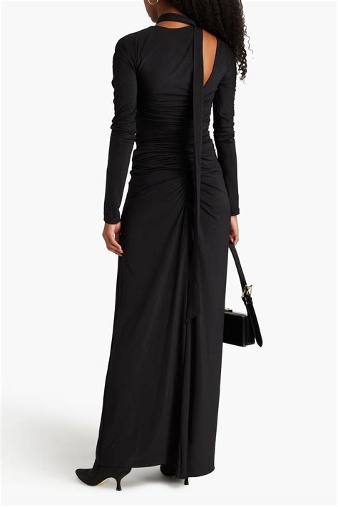 Victoria Beckham Cutout Ruched Satin Jersey Maxi Dress The Outnet