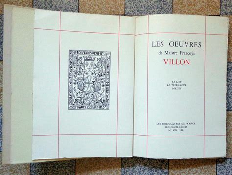 Les Oeuvres De Maistre Fran Ois Villon By Villon Fran Ois Tr S Bon