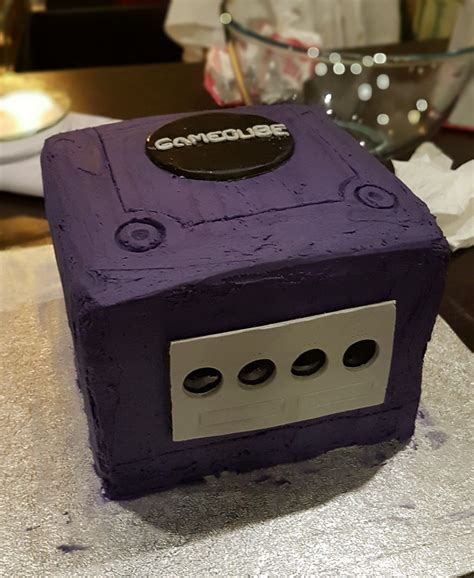 Homemade Th Birthday Nintendo Gamecube Cake Purple Buttercream