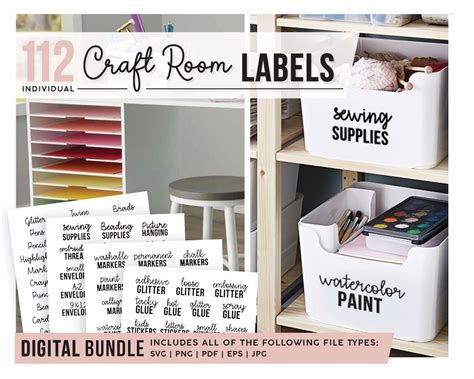 Craft Room Storage Labels SVG Craft Room Organization Art - Etsy