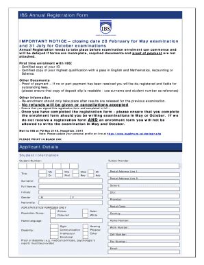 Fillable Online Ibs Annual Registration Form Fax Email Print Pdffiller