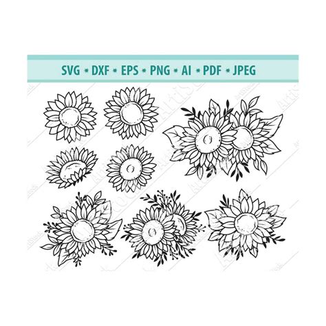 Sunflower Svg Files Flower Border Svg Sunflowers Svg Flor Inspire