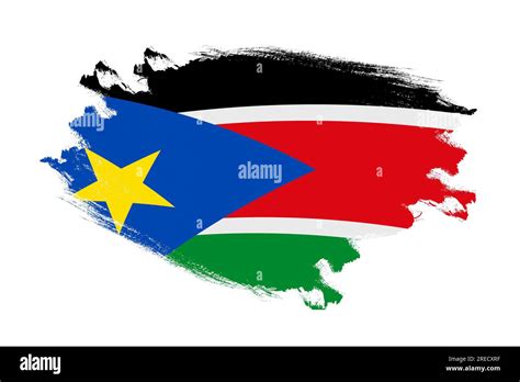 Abstract Stroke Brush Textured National Flag Of South Sudan On Isolated