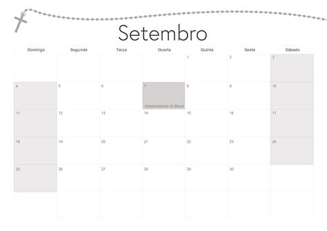 Calendario Mensal Religioso Setembro Fazendo A Nossa Festa