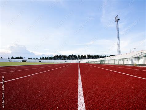 New running track and stadium of Sport Center Stock Photo | Adobe Stock