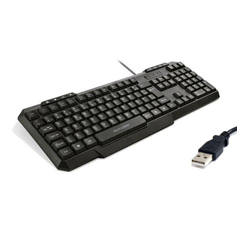 Teclado fio Multilaser Multimídia Usb Slim Preto Cribedo