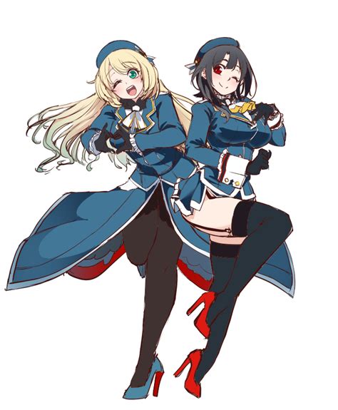 Safebooru 2girls Ascot Atago Kancolle Back To Back Beret Black