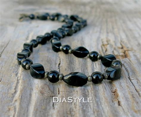 Mens Obsidian Necklace Mens Beaded Necklace Gemstone Etsy