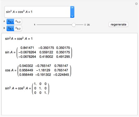 Trigonometric Functions Of Commutative Matrices Wolfram Demonstrations Project