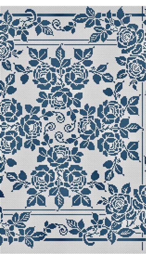 Blue Floral Cross Stitch Pattern