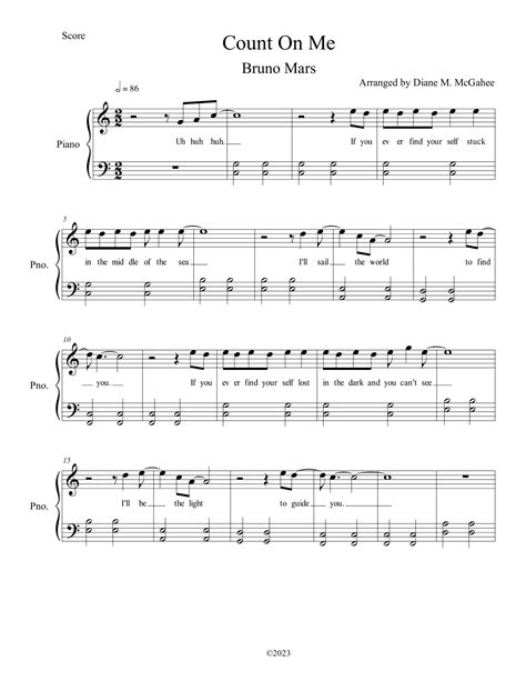 Count On Me Arr Arranged By Diane M Mcgahee By Bruno Mars Sheet