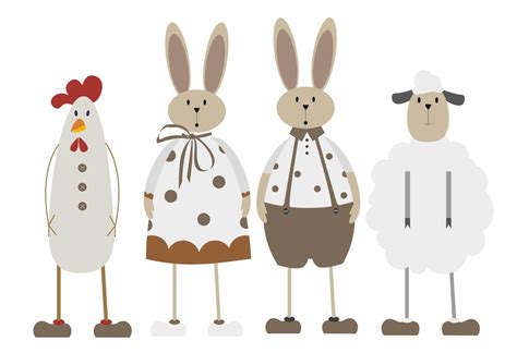 Personnages De Pâques Scandinaves Dans Des Couleurs Neutres Lapin