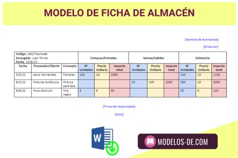 Formatos Y Ejemplos De Fichas En Word Descarga Gratis