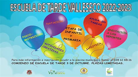 Valleseco Comienza Con La Escuela De Tarde A Partir Del 3 De Octubre